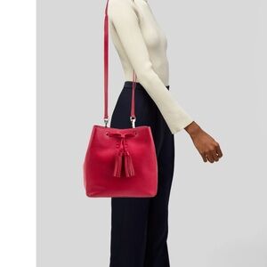 Tory Burch Red Leather Bucket Bag